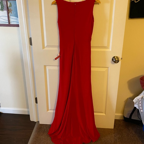 NWT IEENA for Mac Duggal Rutched Stretch Jersey V-Neck Gown - Picture 5 of 7